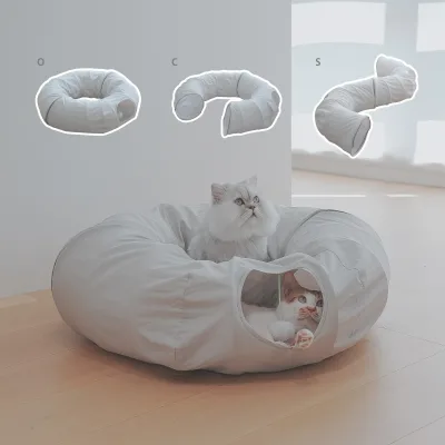 Multi-function cat tunnel cat nest drilling tunnel pet nest foldable donut, pet supplies can print logo manufacturer/