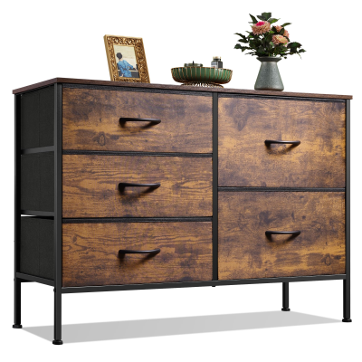 Wooden Dresser for Bedroom with 5 Drawers,Wide Chest of Drawer for Bedroom,Fabric Dresser for Livingroom
