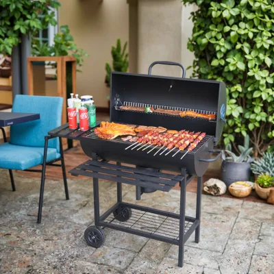Folding Powder Coated Steel Charcoal Barbecue Lamb Pig Hog Roasting Machine Trolley Home Indoor/Outdoor Smokeless Touch Control