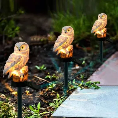 Garden Solar Lamp Outdoor Decorative Resin Owl Solar Led Lights With Stake For Garden Lawn Pathway Yard Decorations