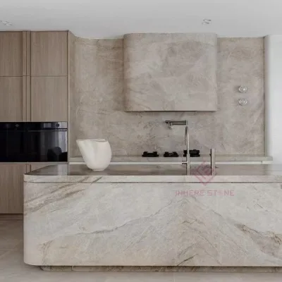 Custom Luxury Taj Mahal Quartzite Countertop and Island Top Natural Stone Slab Tile Granite Quartzite Marble