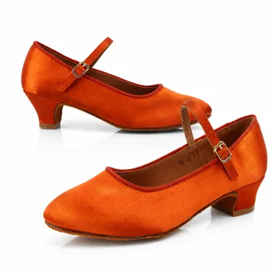 Wholesale Satin Mary Jane Ballroom Dance Shoes Women Low Heel Latin Salsa Tango Practice Dance Adult Shoes