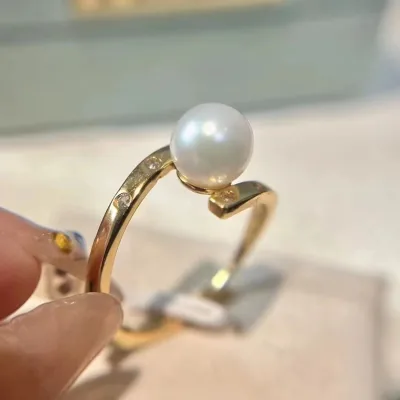 For Elegant 925 Sterling Silver Freshwater Pearl Engagement Ring for Women Luxury Alloy Jewelry for Anniversary
