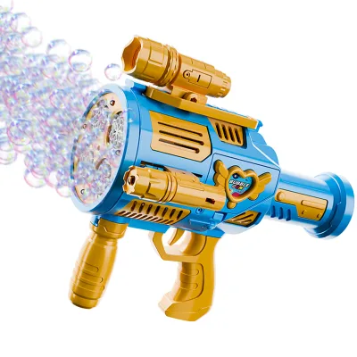 Outdoor Party Plastic Bubble Machine Toys Wholesale Unisex 32-hole Automatic Bubble Shoot Guns for Kids With Flashlight