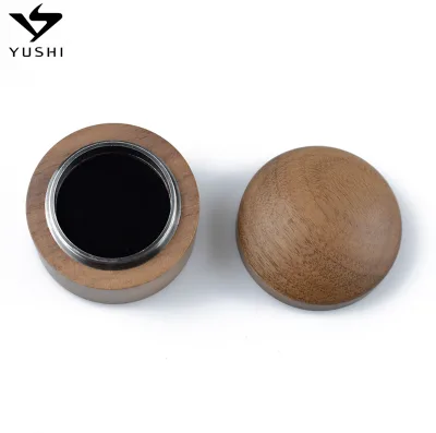 2025 Classic Customized Logo Walnut Small Gift Packaging Wood Ring Box With Stainless Steel Fitting
