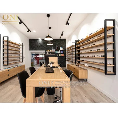 Optician Interior Design Optician Furniture Wooden Glasses Display Stand Wooden Hanging Cabinet