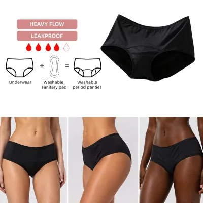 High Waist Washable Period Underwear Yoga 4 Layers Super Absorbent Reusable Menstrual Panties Factory Supply