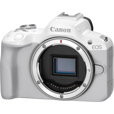 Best Selling for Canon EOS R50 White Mirrorless Video Camera with CMOS Imaging Sensor MP3 & Projection Additional Functions