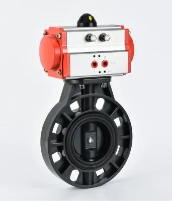 HAOYE D671X-16S Pneumatic PVC Butterfly Valve Acid and Alkali Corrosion Resistance Sizes DN65 80 100