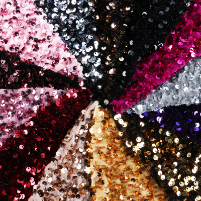 High Density  Luxury Colorful Blue Velvet Lace Fabrics with Sequins for Wedding Party