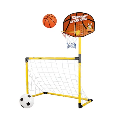New Hot Selling Outdoor Sport Toy Portable Assembly 2in1 Training Basketball Hoop and Football Goal