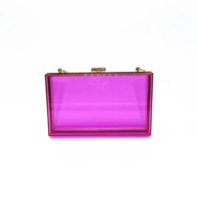 European Luxury Fashion Acrylic Women Bag Small Square Bag Summer Candy Color Transparent Box Bag Evening Bag Chain Bag