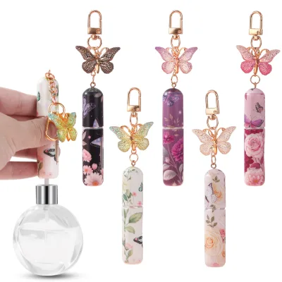 New Explosions Perfume Bottle Bag Hanging Keychain Butterfly Girl Sense 5ML Cylindrical Polypropylene Portable Travel Bottom