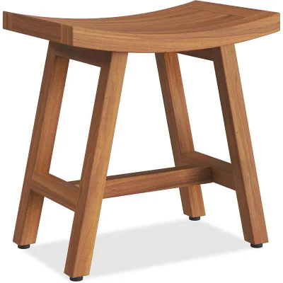Wooden Shower Seat Asia Wood Teak Shower Benches with Shelf Bath Shower Spa Waterproof Stool Bench