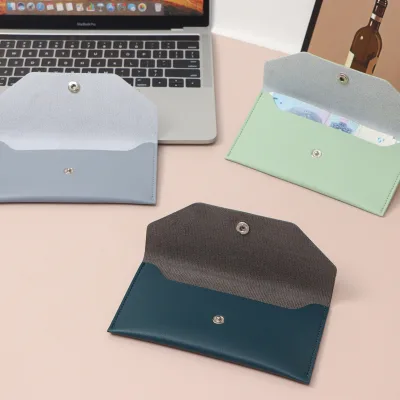 Women Girls Custom Logo Faux PU Leather Mini Small Size Budget Planner Organizer Cash Money Saving Wallet with Stickers