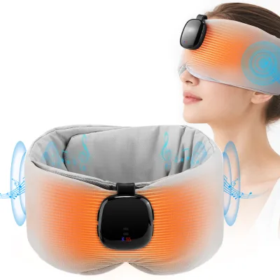 Wireless Heated Eye Mask with Music Portable Heat Therapy Smart Timer 32 White Noises Adjustable Warm Sleeping Mask Rechargeable