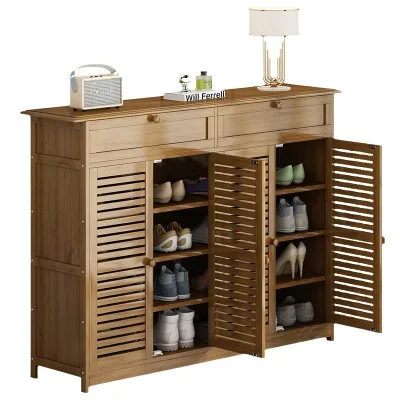 Factory Direct Sale Wood Shoes Rack Storage Cabinets Large Storage Wooden Bamboo Modern Shoe Cabinet for Living Room Furniture