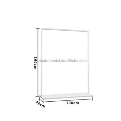 Huabaixin Simple Wrought Iron Clothing Store Display Shelf White Hanging Rack Women's Clothing Warehousing Supermarket Supplies