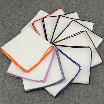 Hot Sale Prevailing Handkerchiefs Cotton Pocket Square White Hankies for Wedding Casual Solid Color Men Hanky 22x22cm