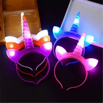Kids and Aduls Party Decoration Floral Headpiece Long Lasting Flashing LED Unicorn Headband