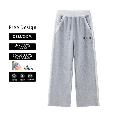 Custom Wide Leg Pants Blank High Quality Streetwear Sport Trousers Oversized Vintage Drawstring Jogger Bulk Sweatpants for Men