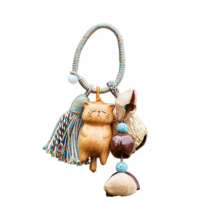 Cloud Healing Shell Rattle Hanging Bell Cat Design China Original Ornament Pendant Handle Decoration Niche Handmade Keychain Bag