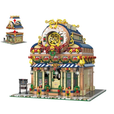 Baka 33202 New Street View Doughnut Workshop Bricks Model House Educational Architecture Building Blocks Sets Toys for Kids