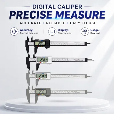 Carbon Fiber Digital Caliper 6 Inch 150mm LCD Display 0.1mm Resolution 0.01mm Accuracy Portable Hand Measuring Tool 3-Year