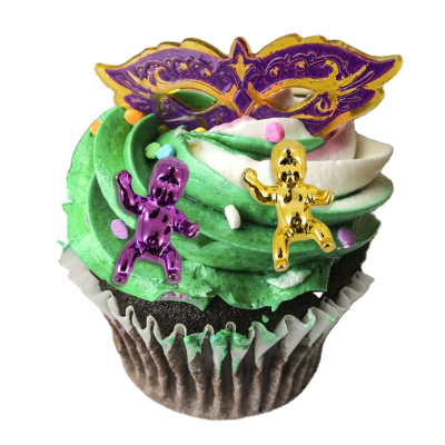 Mardi Gras 1.2 Inch Mini King Babe Cake Topper Safe and Durable Dessert Decoration for Party Supplies Carnival Cake Doll
