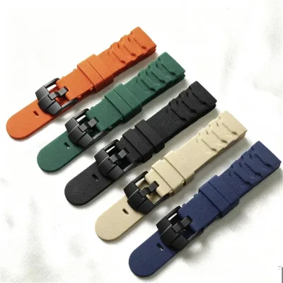 Wholesale 22mm 24mm Silicone Rubber Watch Band Textured Sport Replacement Strap for Men Outdoor Daily Wear OEM Custom