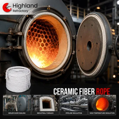 1430C Ceramic Fiber Rope Dia 6mm-50mm for Petrochemical Pipe Flange Gasket High Temp Sealing Solution Bulk Project
