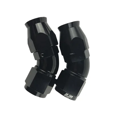 BJR Performance CNC Machined Hex Head 45 Degree Aluminum Female Full Flow AN6 AN8 AN10 PTFE Fittings