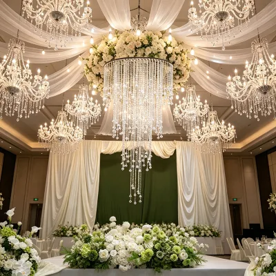 Reusable Hanging Crystal Bead Curtain Acrylic Waterfall Beaded Garland Luxurious Wedding Decor Props for Resale & Rental