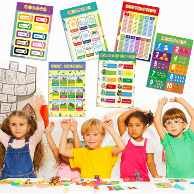 Custom Educational Posters Printing Waterproof Early Learning Posters Laminated Learning Charts for Kids