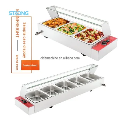 Multi-compartment Insulated Electric Soup Pool for School Cafeterias Holding Cooked Food Curry Fish Balls Dumplings; 1.6-2.0L