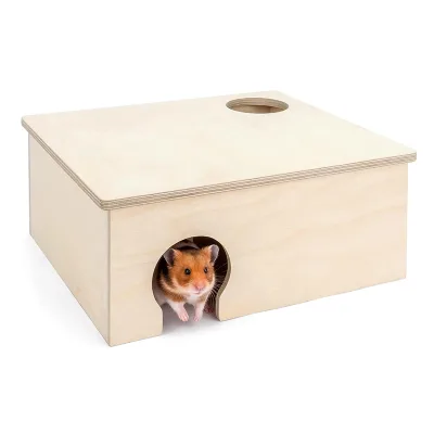 Sustainable Multi-Chamber Wooden Hamster House Modern Outdoor Folding Cage Solid Animal Hideout Small Pets Woodland House