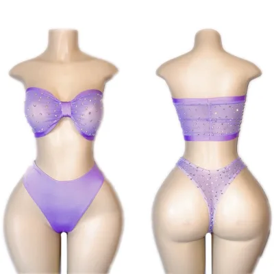 Wholesale Customize Luxury Mesh Full Diamond Stage Dance Wear