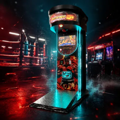 Smart Music Boxing Machine Gloves Coin Operated Flashing Lights Rumble Home Gym Arcade Training (Metal/Plastic/Acrylic) English