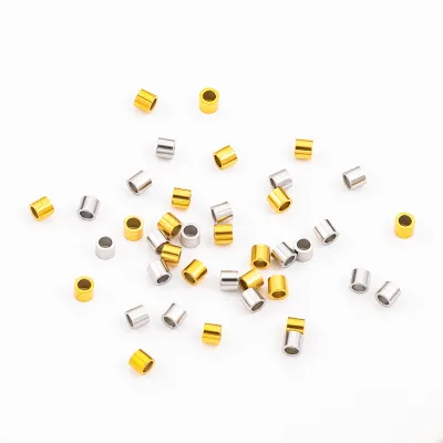 Stainless Steel 18K PVD Plated Cylindrical Positioning Tube Flat Crimp End Beads for Bracelets Necklaces