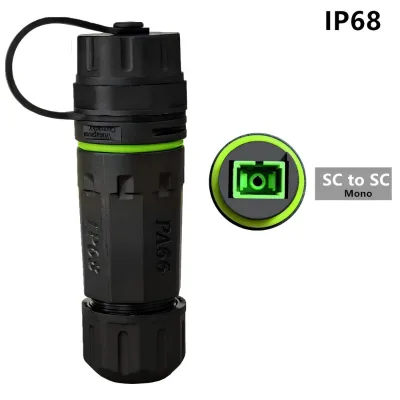EYM20-SC1C-AB IP68 Waterproof SC Fiber Optic Coupler Threaded Panel Mount W/ Ceramic Ferrule PA66 Female to Female Adapter