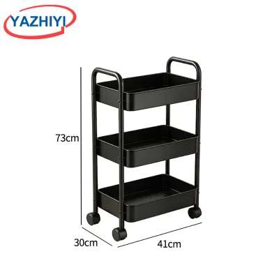 YAZHIYI black 3 Layer Mobile Storage Trolley Rolling Cart For Beauty Salon Home Kitchen Bathroom Organizer