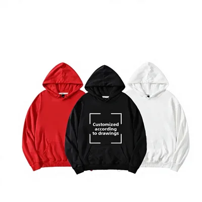 Wholesale Autumn Winter New Hooded Sweater Custom Loose Solid Color logo Printing Pullover Hoodie Embroidered Cotton Fleece