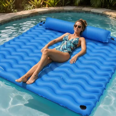 2-Person Inflatable Pool Float with Headrest for Pool River Lake & Beach