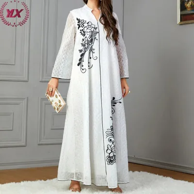 Handmade Lightweight Chiffon Polyester Abaya with Exquisite Embroidery Combining Fashion and Comfort