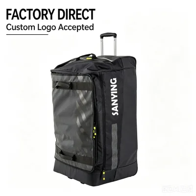 Large Ballistic Nylon Tarpaulin Waterproof Custom Ice Hockey Bag Wheel Rolling Duffle Bag Equipment Luggage Hockey Wheeled Bag
