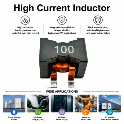 100 High Current Inductor Stable Inductance Compact Power Density EMI Noise Suppression Industrial