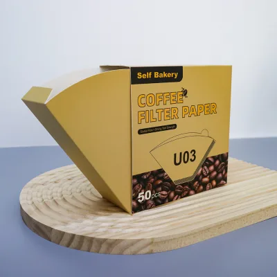 Custom Logo Food Grade Unbleached Natural Wood Pulp Fan Shaped U Shape Disposable Drip Coffee Maker Factory Coffee Filter Paper