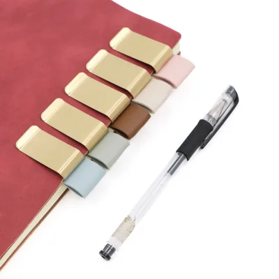 Customized Eco-Friendly Modern Laser Logo Stainless Steel Pen Holder Journal Bookmark Metal Pencil Clip Promotional Bookmarks