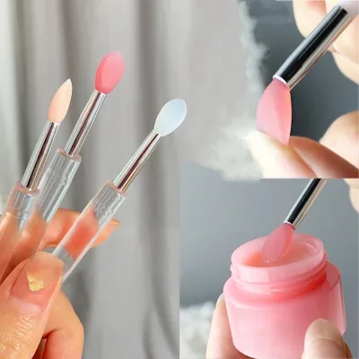 Flat Silicone Applicator Sticks on Nails Reusable Lip Brush Dust Prevention Silicone Nail Supplies Tools