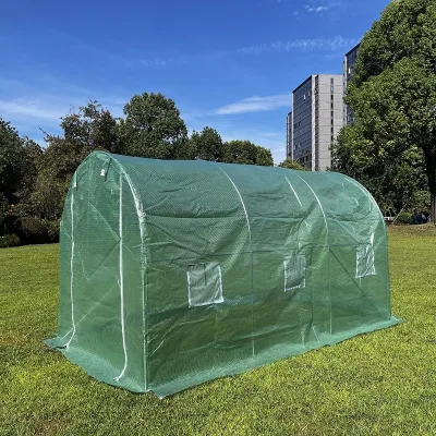Ckyard Greenhouse Plant Grow House 3m X 2m X 2m Galvanized Steel Frame PE Mesh Cover Windproof Rainproof with Door Windows